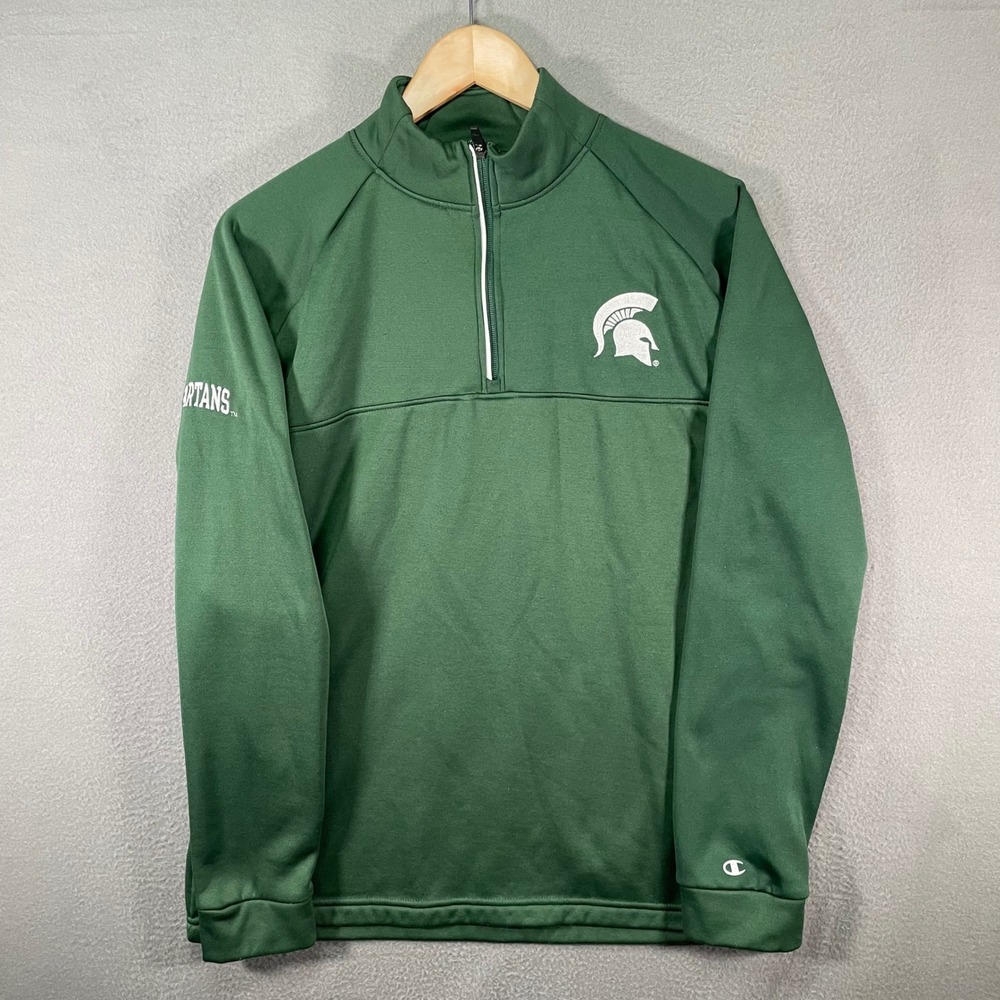 Michigan State Spartans Champion 1/4 Zip Pullover Mens M Green NCAA Sweatshirt - Picture 1 of 9